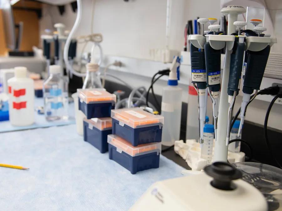 Lab bench with equipment