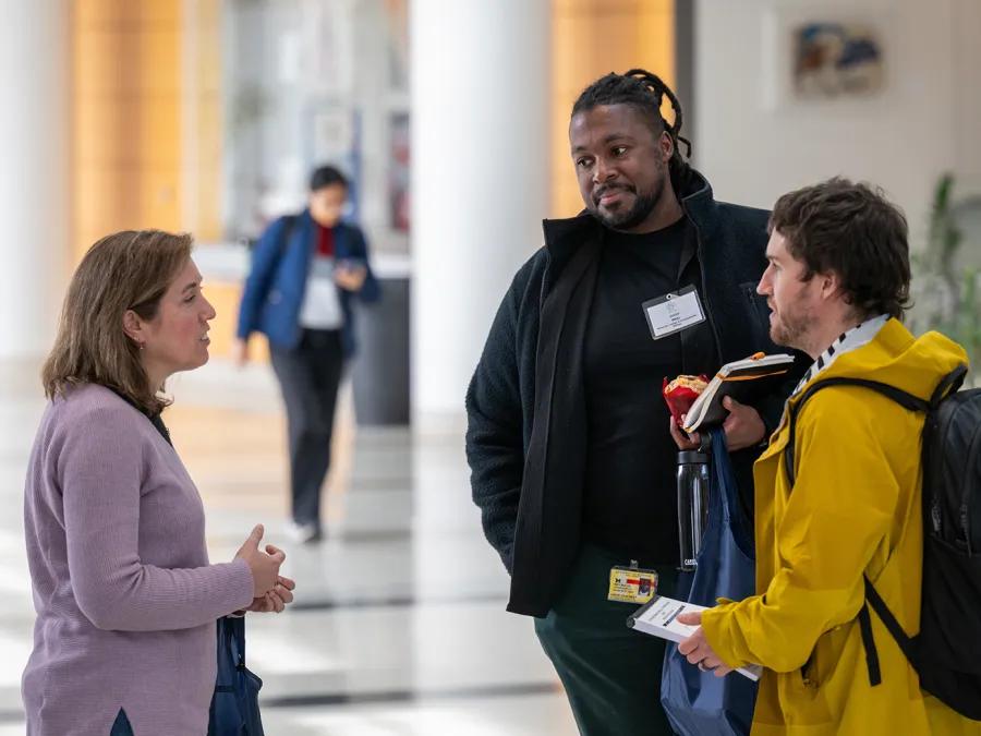 people talking in a group