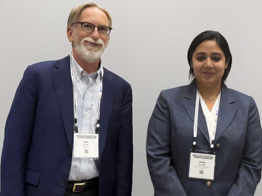 Dr. Mark Berger of Genprex stands with Dr. Ananya Banerjee, U-M