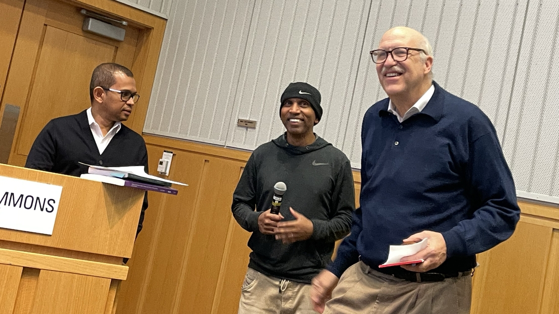  Lakmal Jayasinghe, guest speaker, Indika Rajapakse and Brian Athey stand together