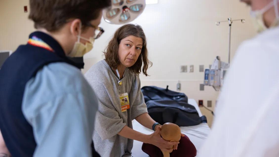 Doctor demonstrating a clinical demonstration 
