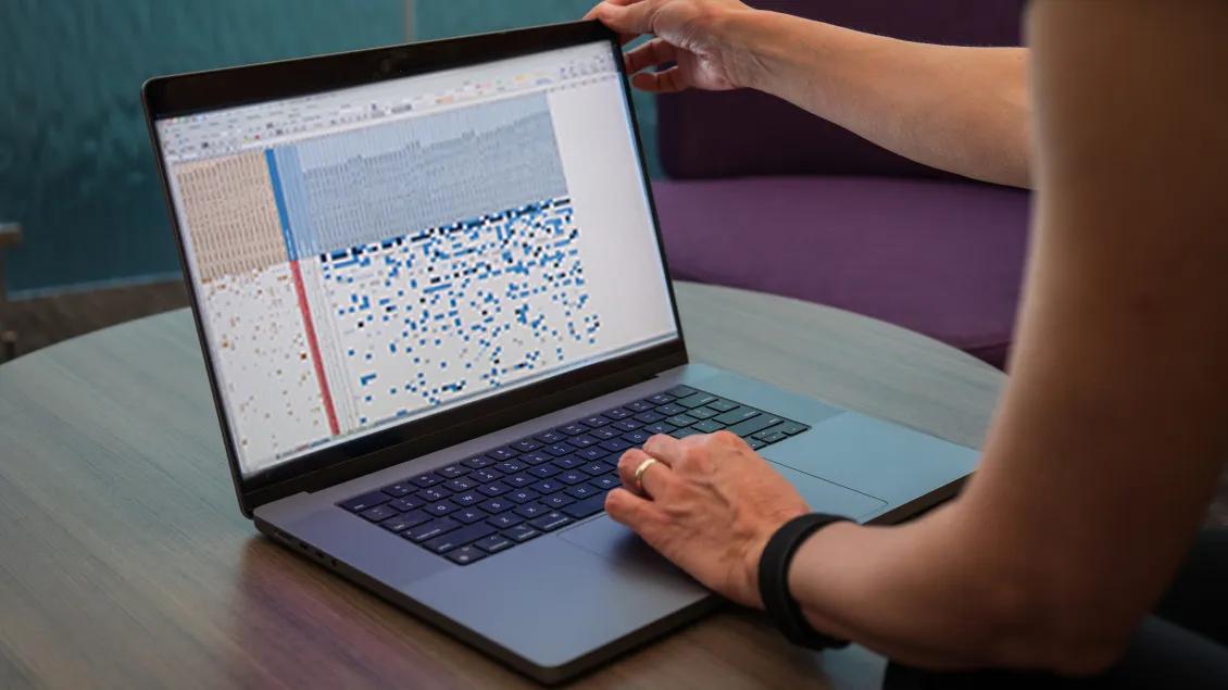 close up of computer screen showing bioinformatics data
