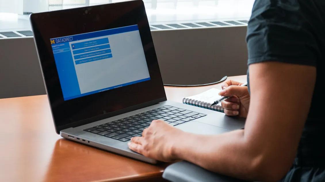 Phot of a person looking at DataDirect on their computer