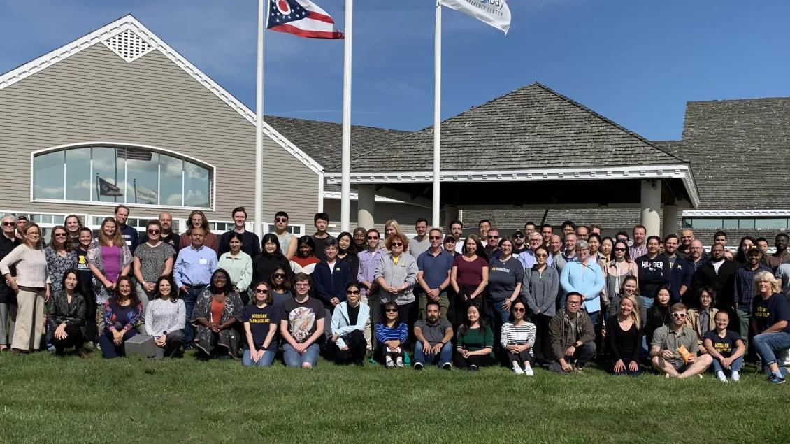 Pharmacology staff poses for a photo during a retreat