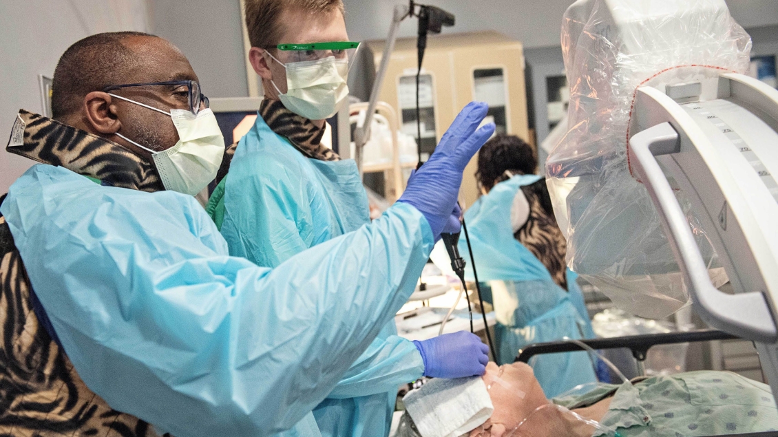 Doctors working in an operating room