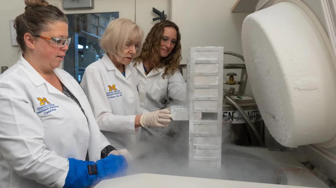 Crystal Pacult, Eva Feldman and Stacey Jacoby in the ALS Biorepository