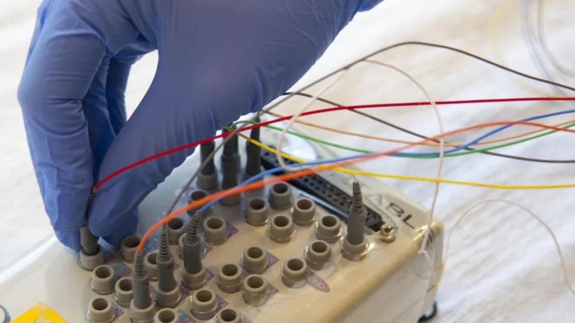 close-up of sleep test equipment