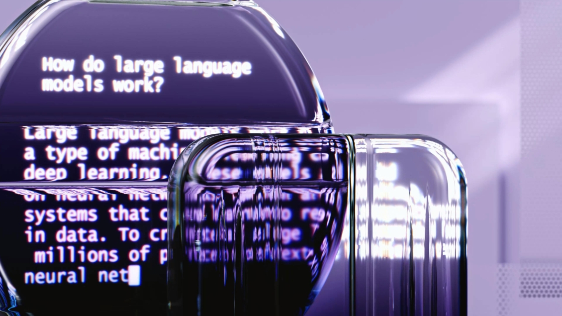 Device saying "How do large language models work?"