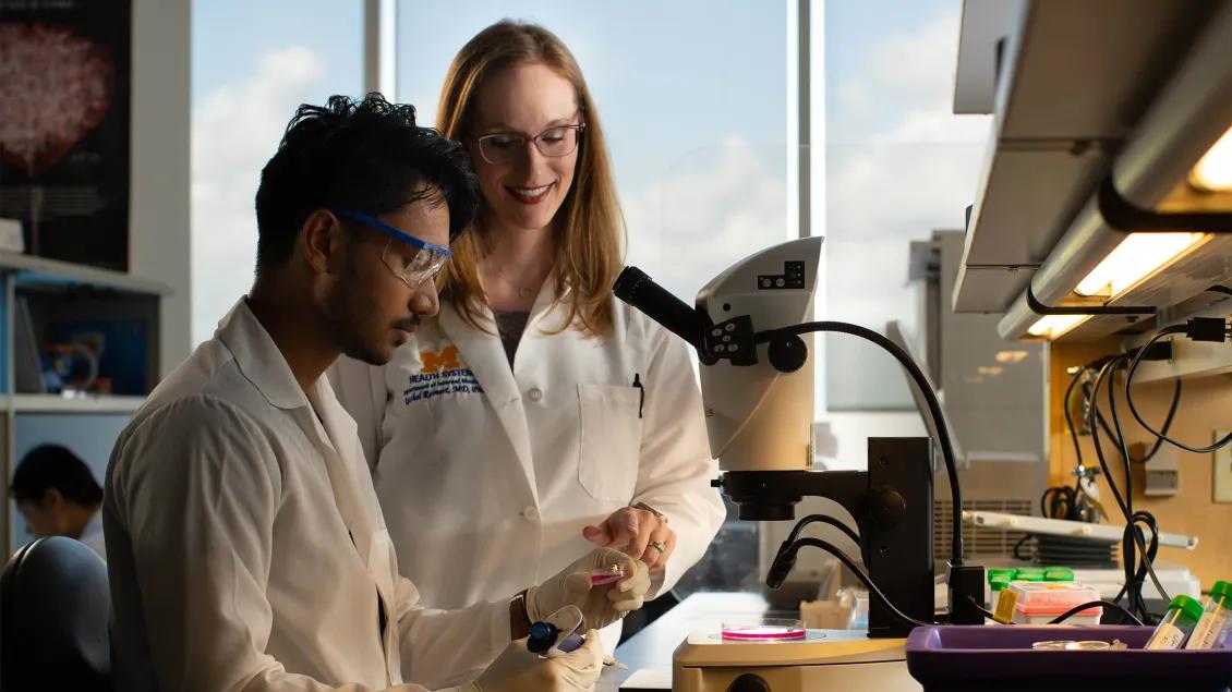 two researchers working in a lab
