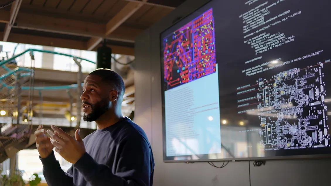 man giving presentation