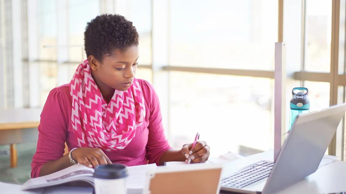 woman working on laptop