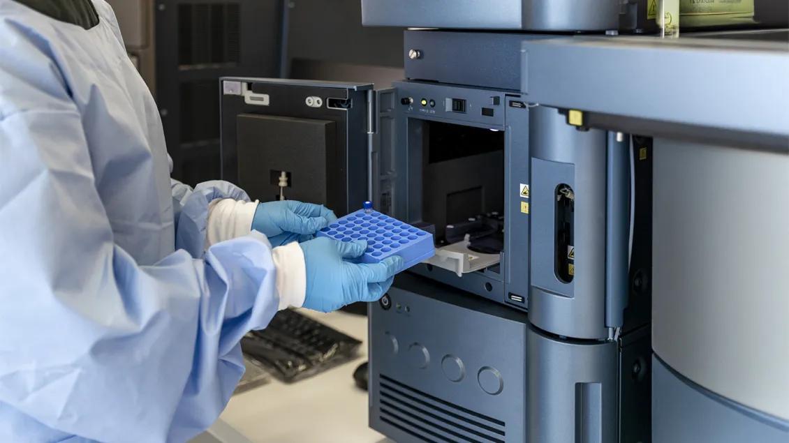 close-up of researcher working in lab