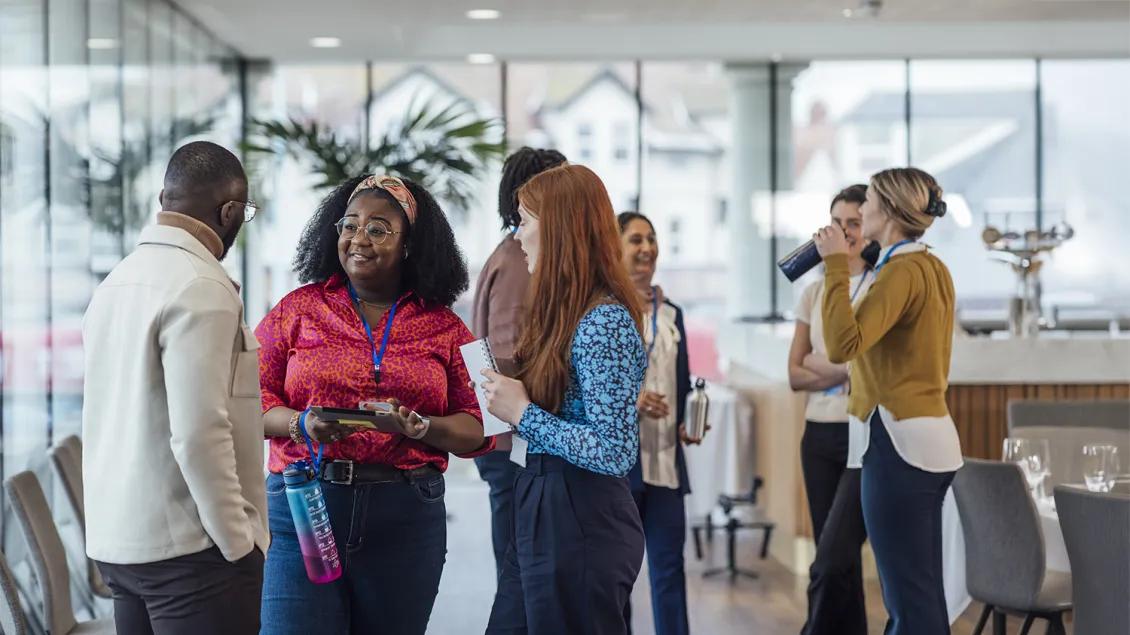 people talking at an event