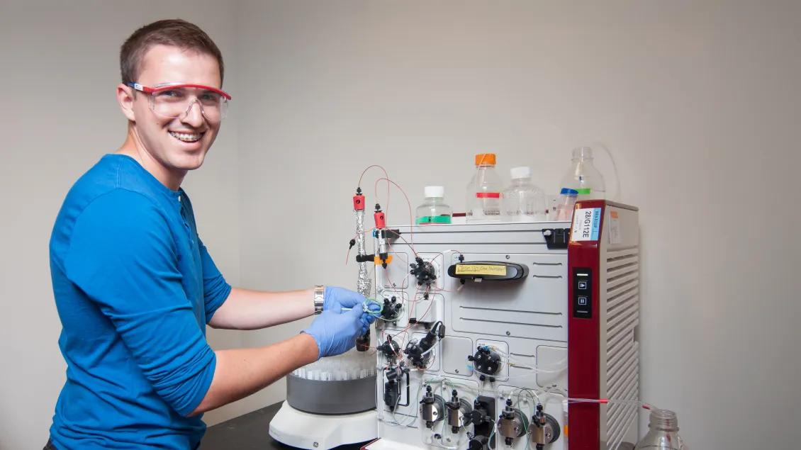 engineer researcher working on device