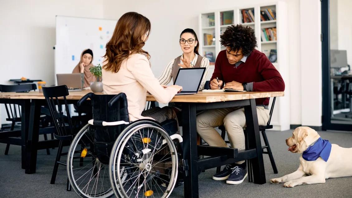 CDHW SCI E-learning woman in wheelchair working in a group