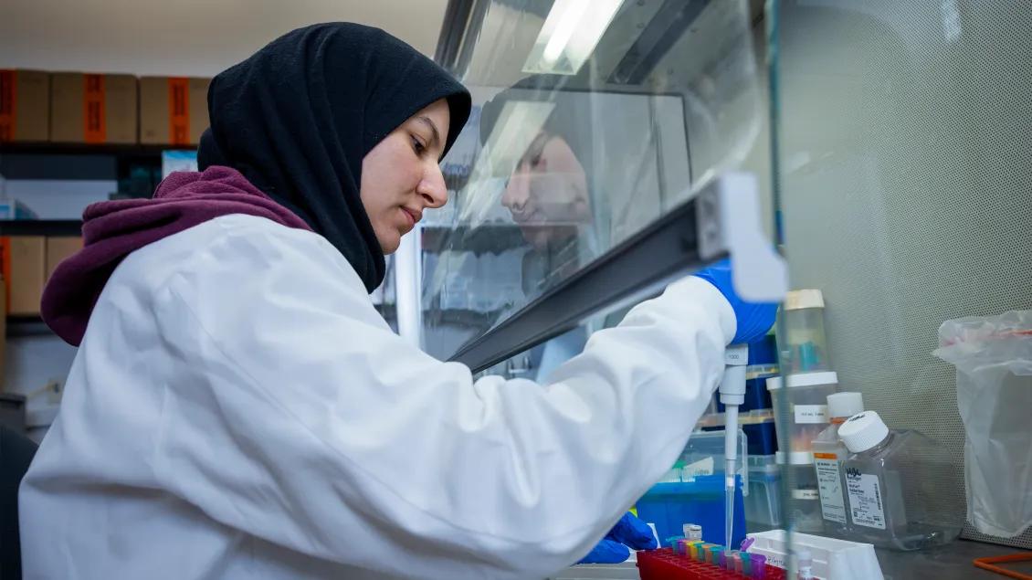 Researcher working in lab