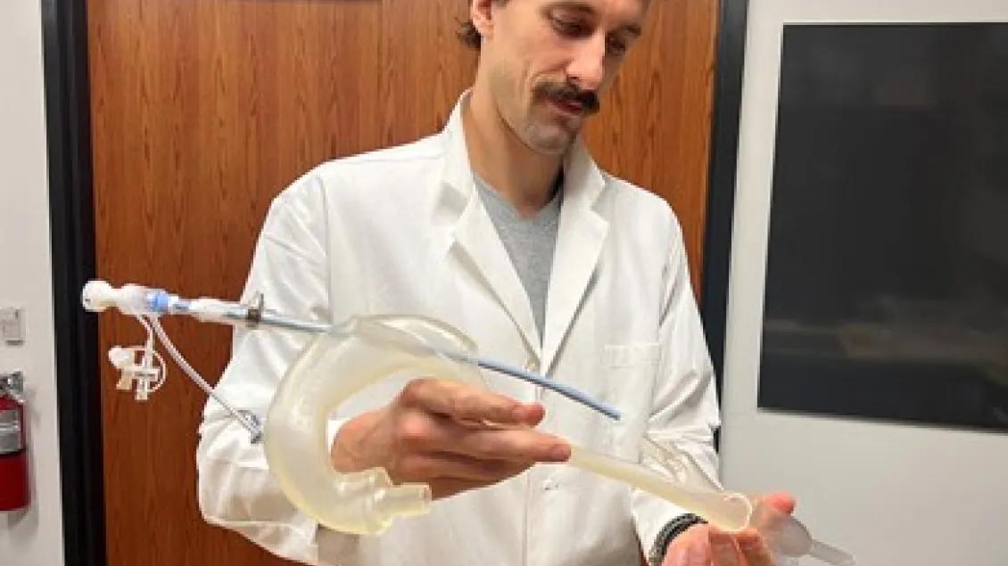 A person working with lab equipment