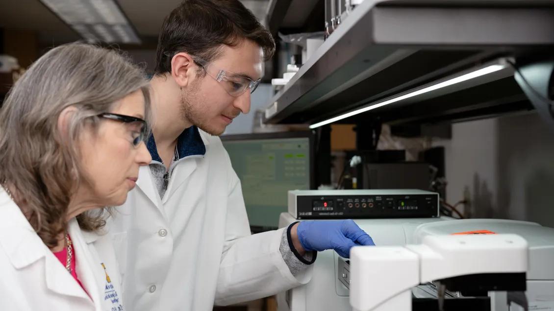 Dr. Sofia Merajver with a post-doctoral fellow