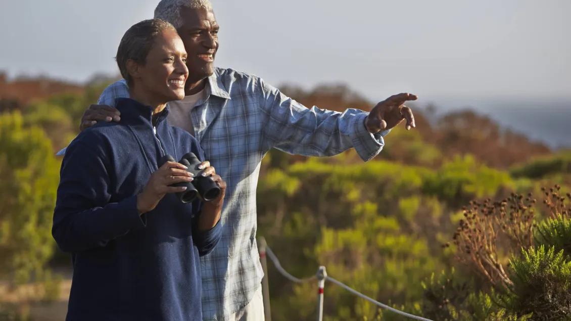African american couple looking at the horizon
