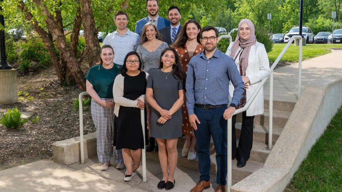 Group photo of psychiatry fellows on steps
