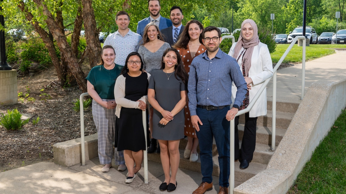 Group photo of psychiatry fellows on steps