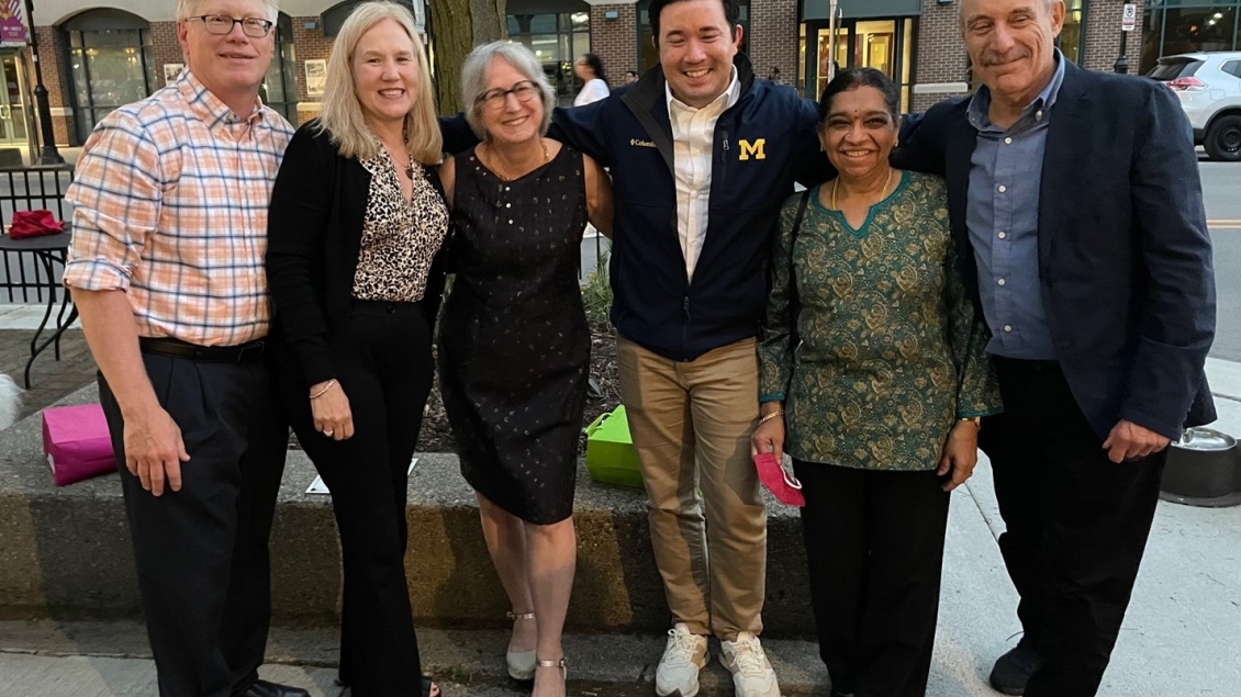Six people from geriatric fellowship pose casaully with each other