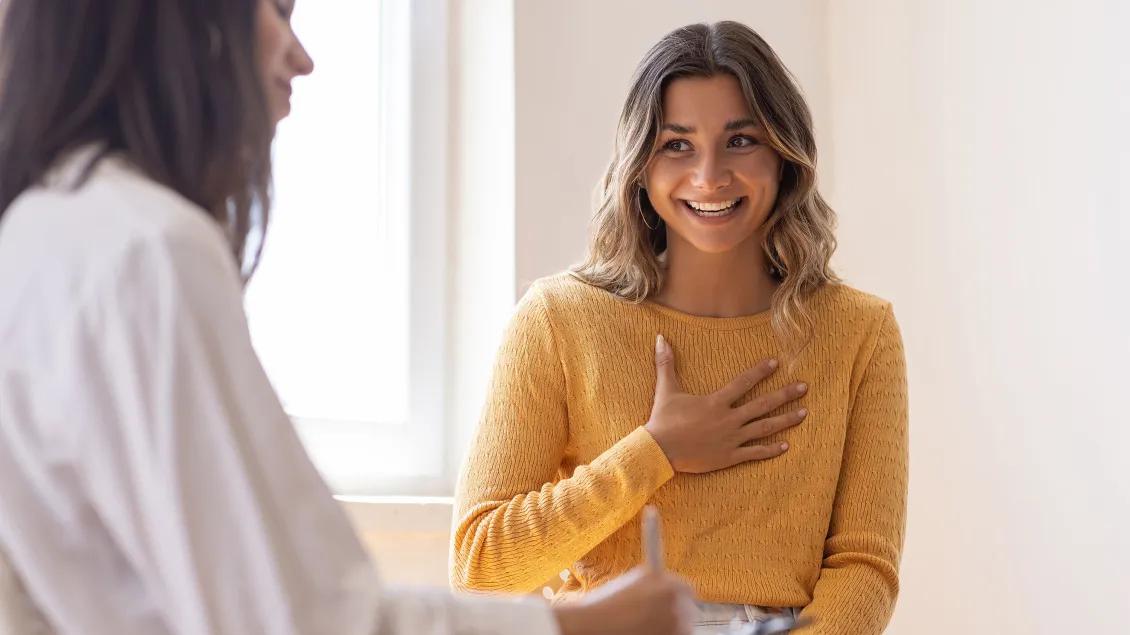 Patient talking to doctor