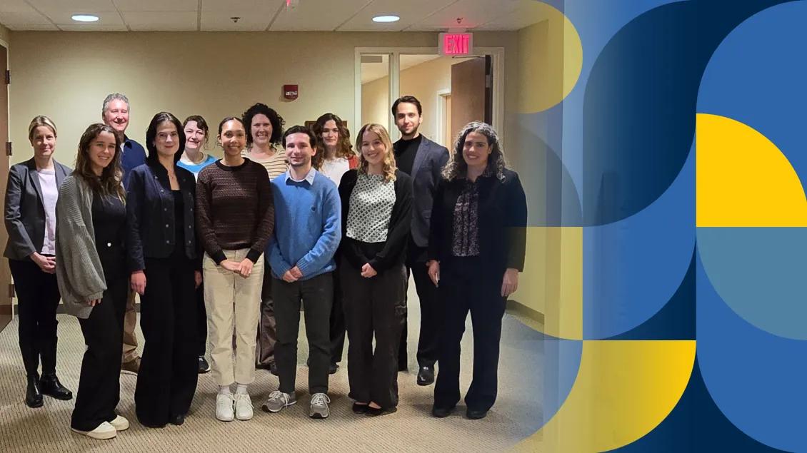 Members of the sleep and circadian research lab stand together in the Rachel Upjohn Building