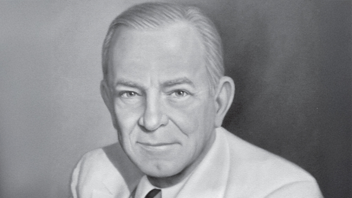 Black and white drawing of Dr. Frederick Coller