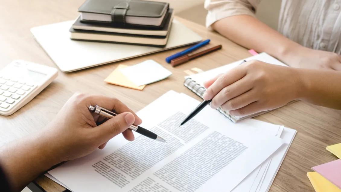 Pointing at paper