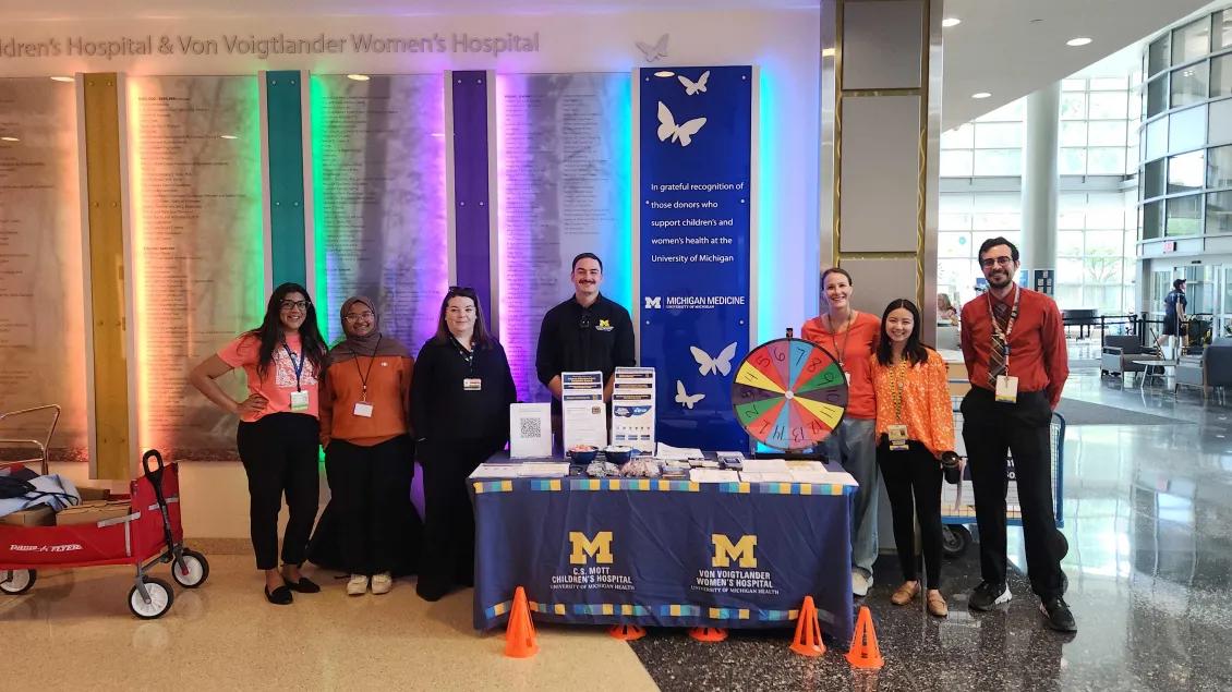 The YSPI team tabling in the C.S. Mott Children's Hospital lobby
