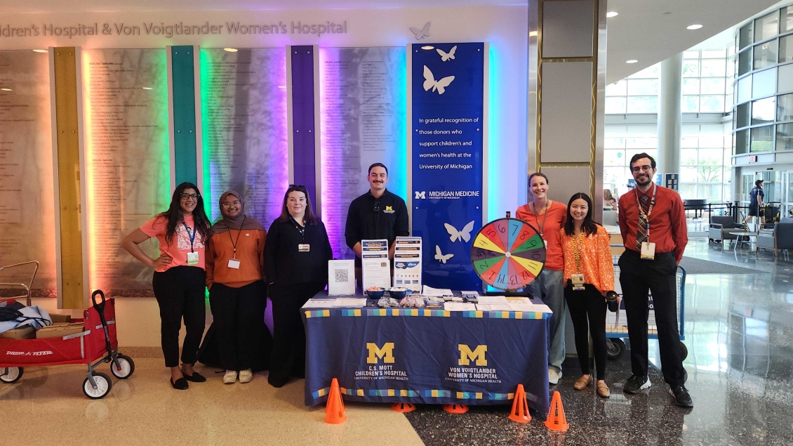 The YSPI team tabling in the C.S. Mott Children's Hospital lobby