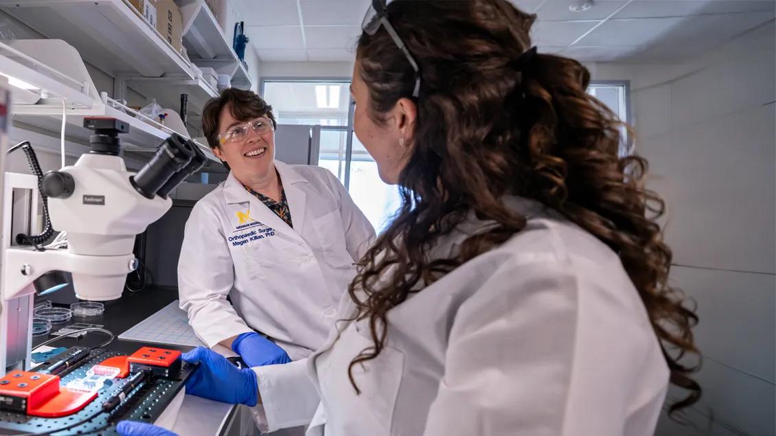 two researchers working in a lab