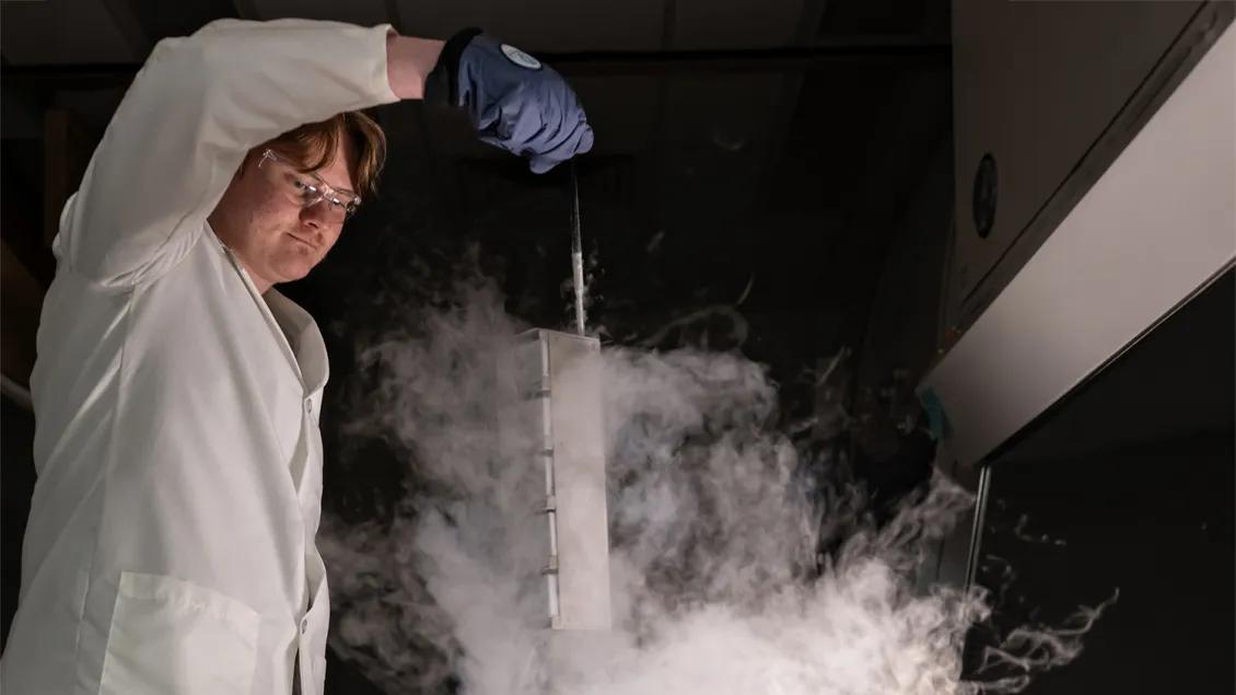 researcher working in a biorepository