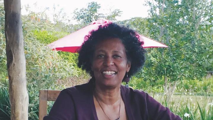 A. Oveta Fuller smiles outside