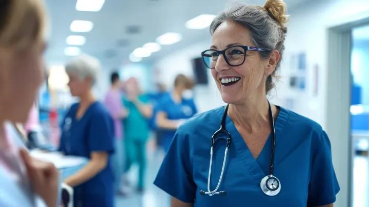 Doctor smiling with another person