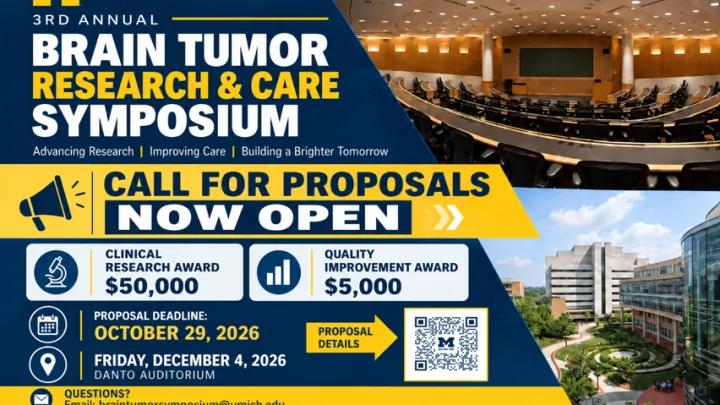 Symposium flyer with information and a QR code