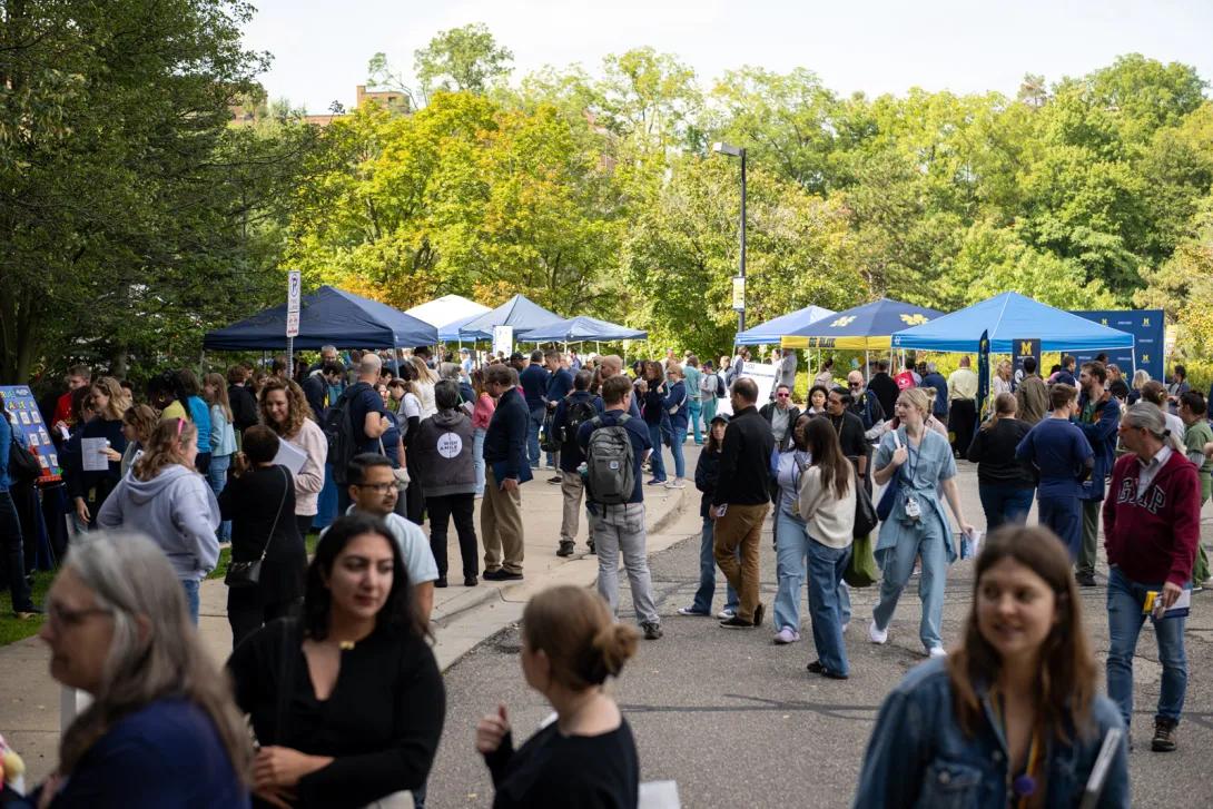 people at Researchpalooza event outdoors