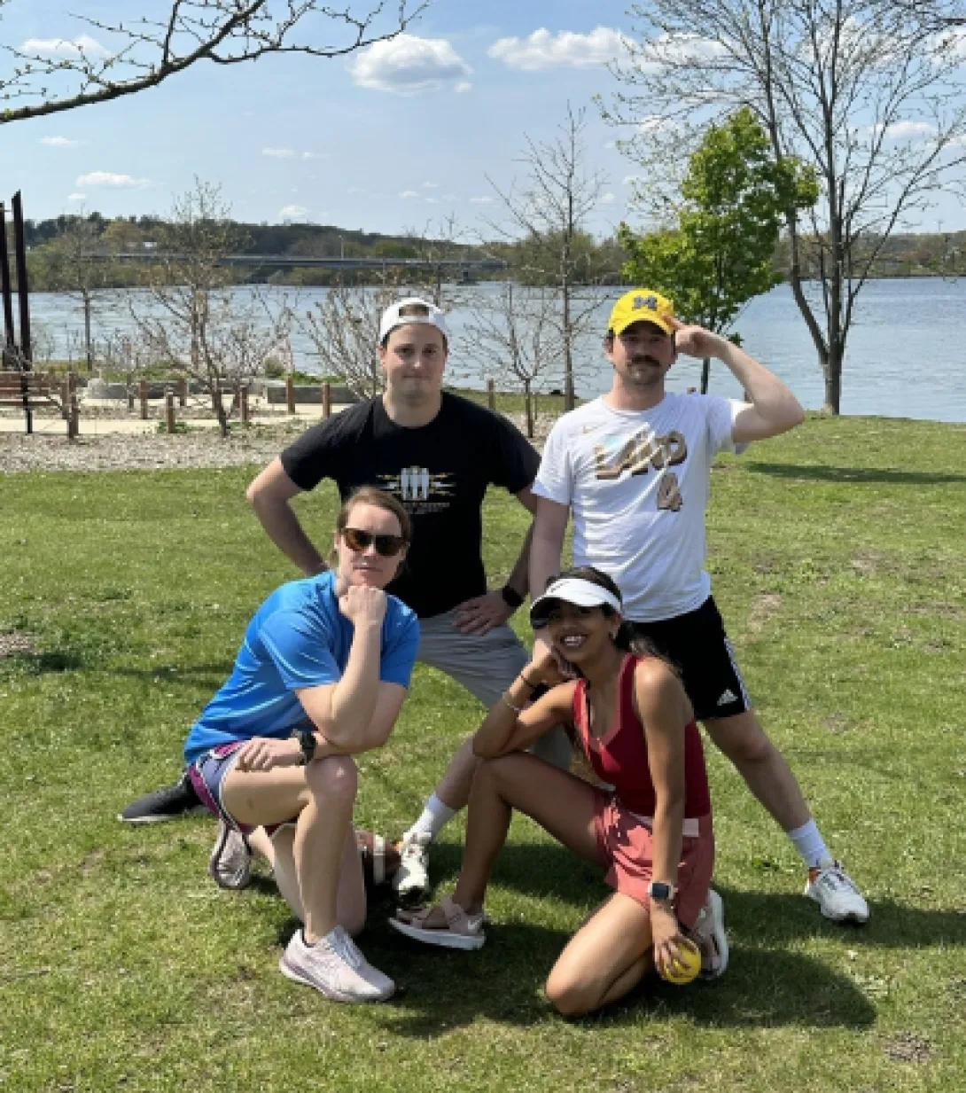 Neurology residents pose for a photo ahead of a run