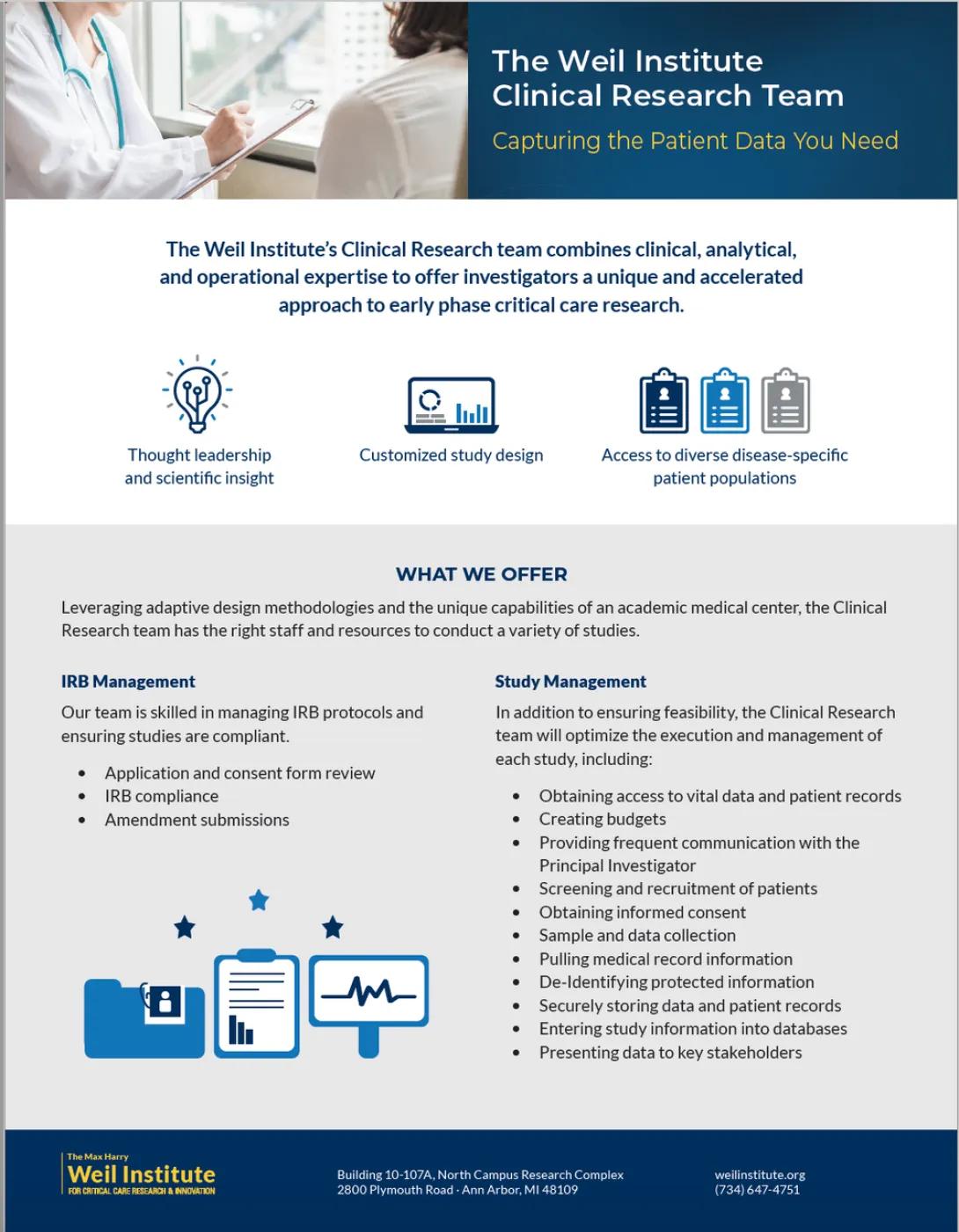 preview of Weil Institute Clinical Research Team info sheet