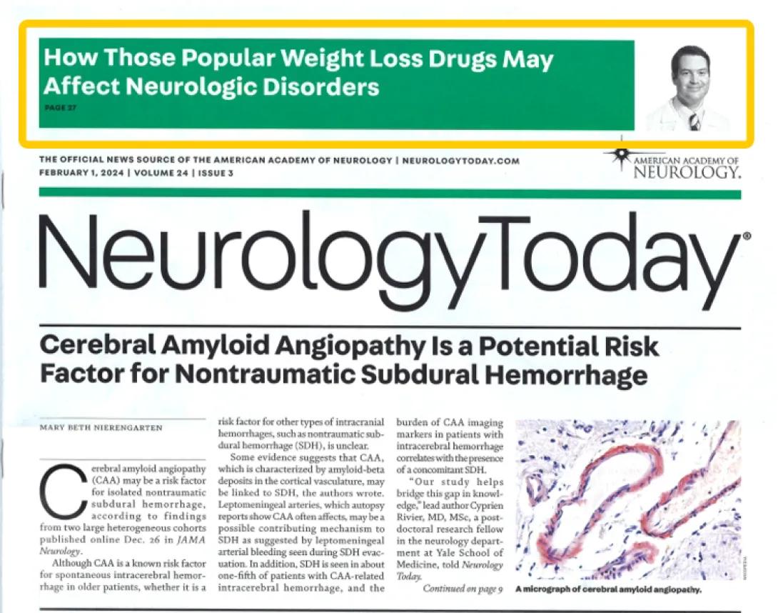 cover of Neurology today with Brian Callaghan