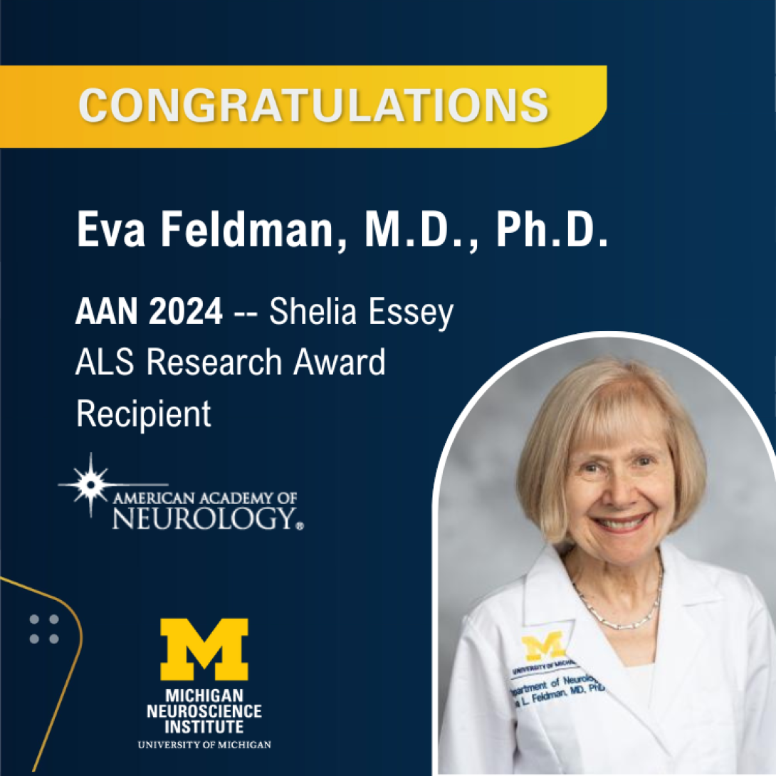 Eva Feldman, M.D., Ph.D., AAN 2024 - Shelia Essen ALS Research Award Recipient