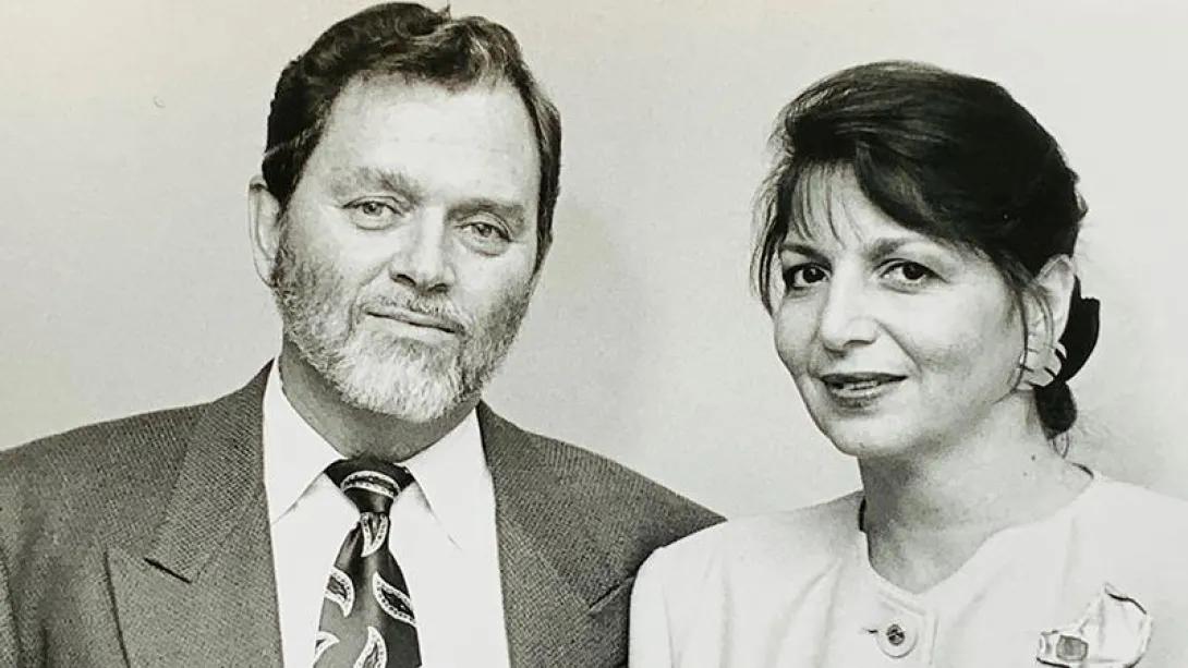 black and white photo of Huda Akil and Stanley Watson