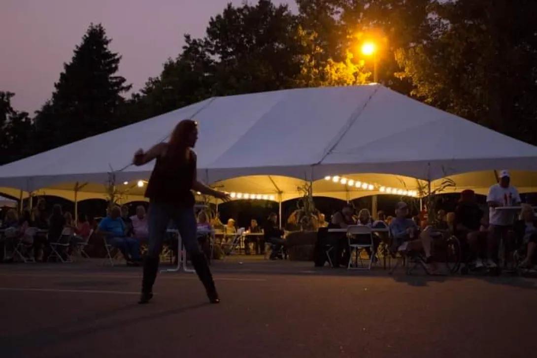 woman dancing at sunset