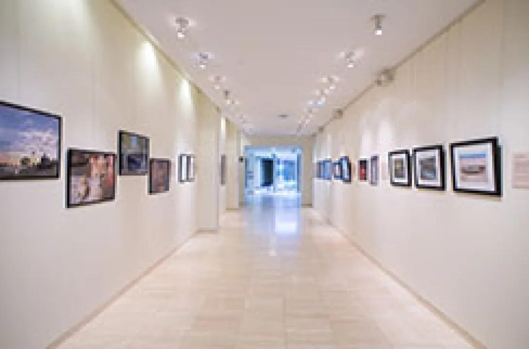 An art exhibit hallways in the NCRC