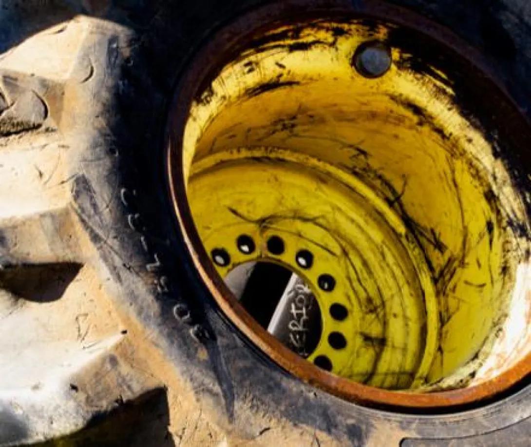 An art piece of a tire