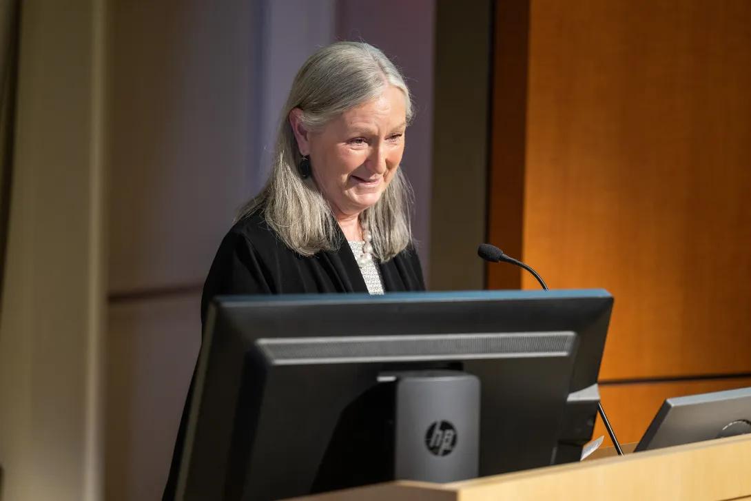 Edie Briskin speaking at Women Shaping the Future of Health & Science