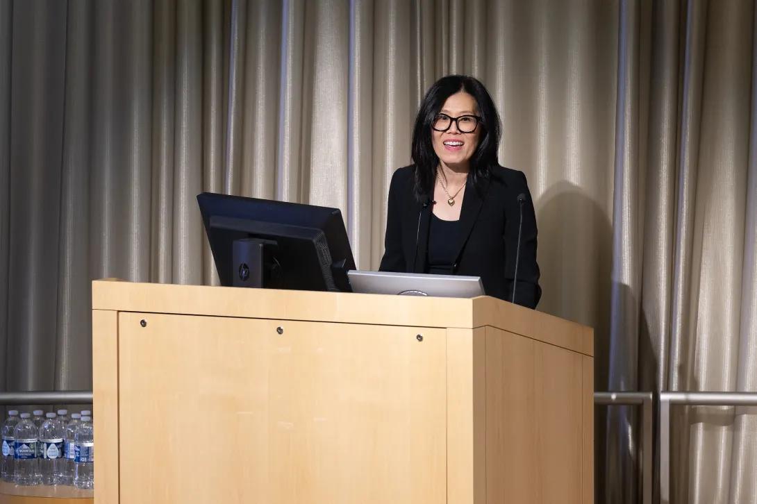 Dr. Sung Won Choi speaking at Women Shaping the Future of Health & Science