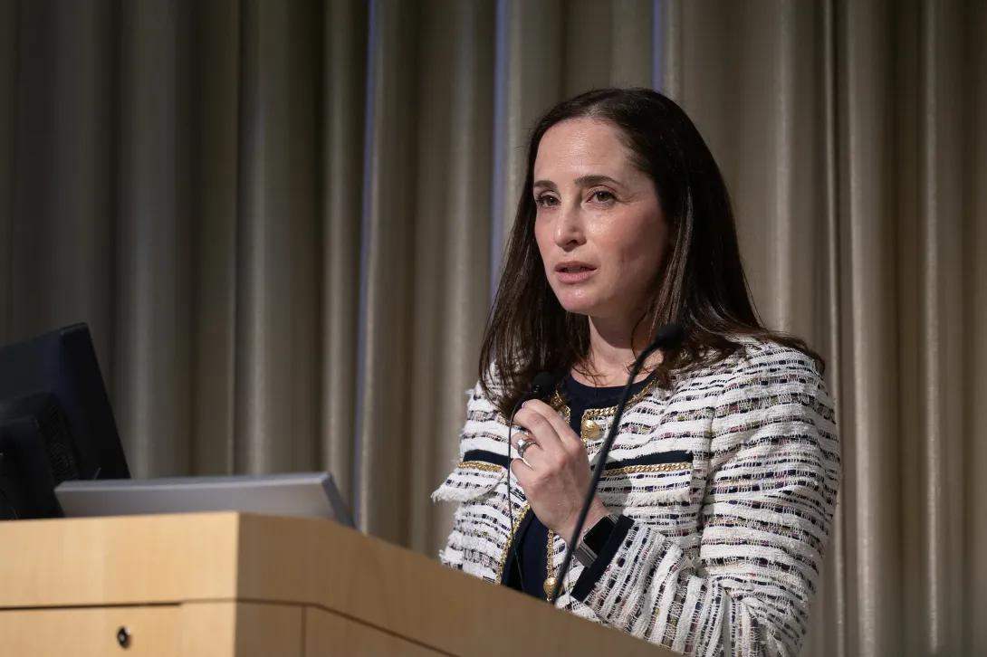 Dr. Samantha Schon speaking at Women Shaping the Future of Health & Science