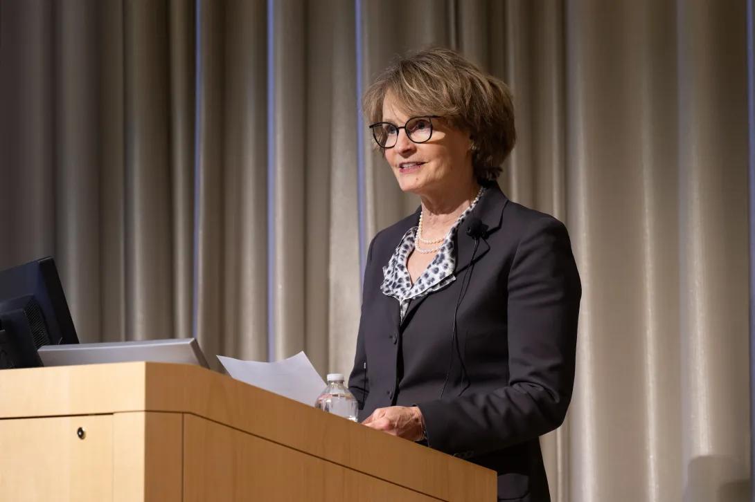 Provost Laurie McCauley speaking at Women Shaping the Future of Health & Science